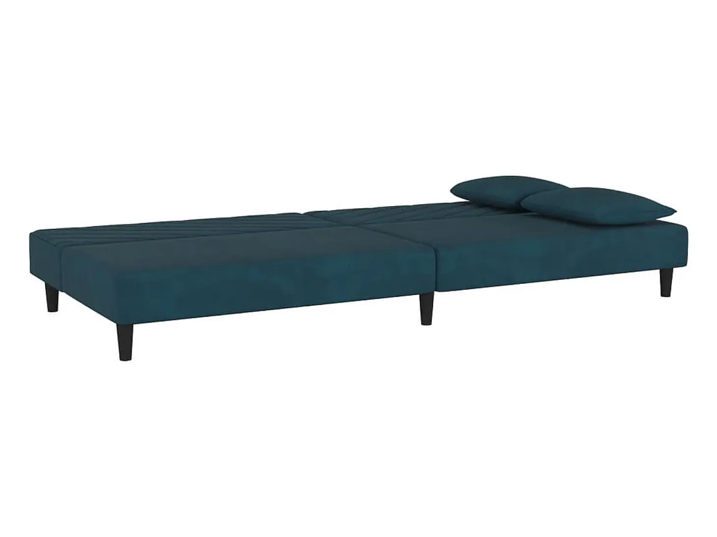 Sofá cama de 2 plazas con dos almohadas terciopelo azul