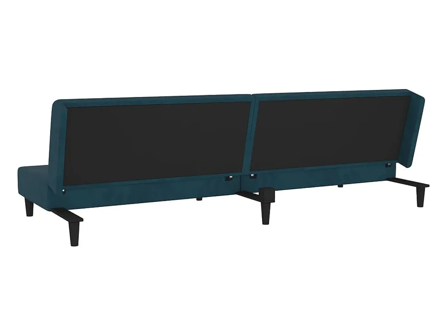 Sofá cama de 2 plazas con dos almohadas terciopelo azul