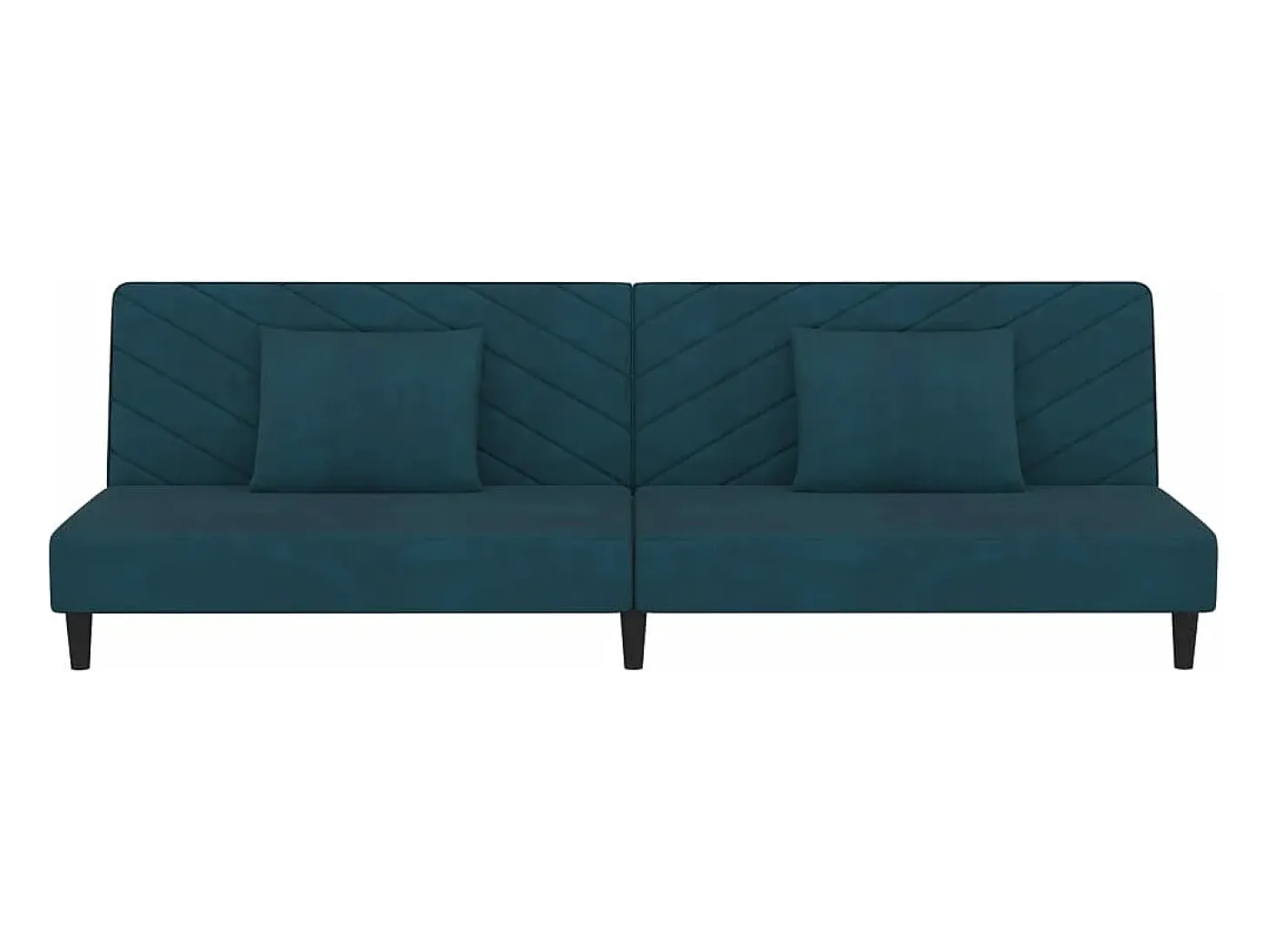 Sofá cama de 2 plazas con dos almohadas terciopelo azul