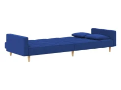Sofá cama de 2 plazas con dos almohadas tela azul