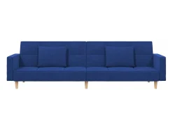 Sofá cama de 2 plazas con dos almohadas tela azul