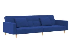 Sofá cama de 2 plazas con dos almohadas tela azul