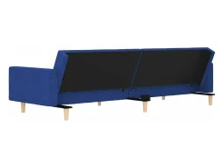 Sofá cama de 2 plazas con dos almohadas tela azul