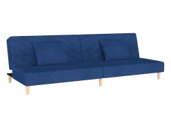 Sofá cama de 2 plazas con dos almohadas tela azul