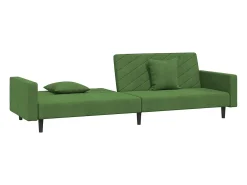 Sofá cama de 2 plazas con dos almohadas terciopelo verde oscuro PWFG17126