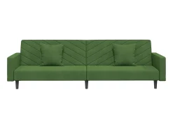 Sofá cama de 2 plazas con dos almohadas terciopelo verde oscuro PWFG17126