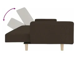 Sofá cama de 2 plazas con dos almohadas tela marrón oscuro