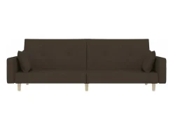 Sofá cama de 2 plazas con dos almohadas tela marrón oscuro