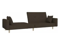 Sofá cama de 2 plazas con dos almohadas tela marrón oscuro