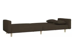 Sofá cama de 2 plazas con dos almohadas tela marrón oscuro