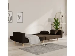 Sofá cama de 2 plazas con dos almohadas tela marrón oscuro