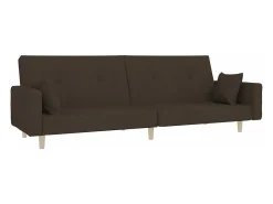 Sofá cama de 2 plazas con dos almohadas tela marrón oscuro