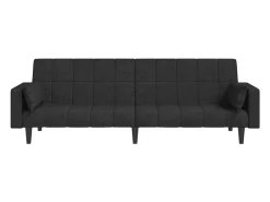 Sofá cama de 2 plazas con dos almohadas tela negro
