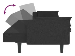 Sofá cama de 2 plazas con dos almohadas tela negro