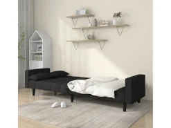 Sofá cama de 2 plazas con dos almohadas tela negro