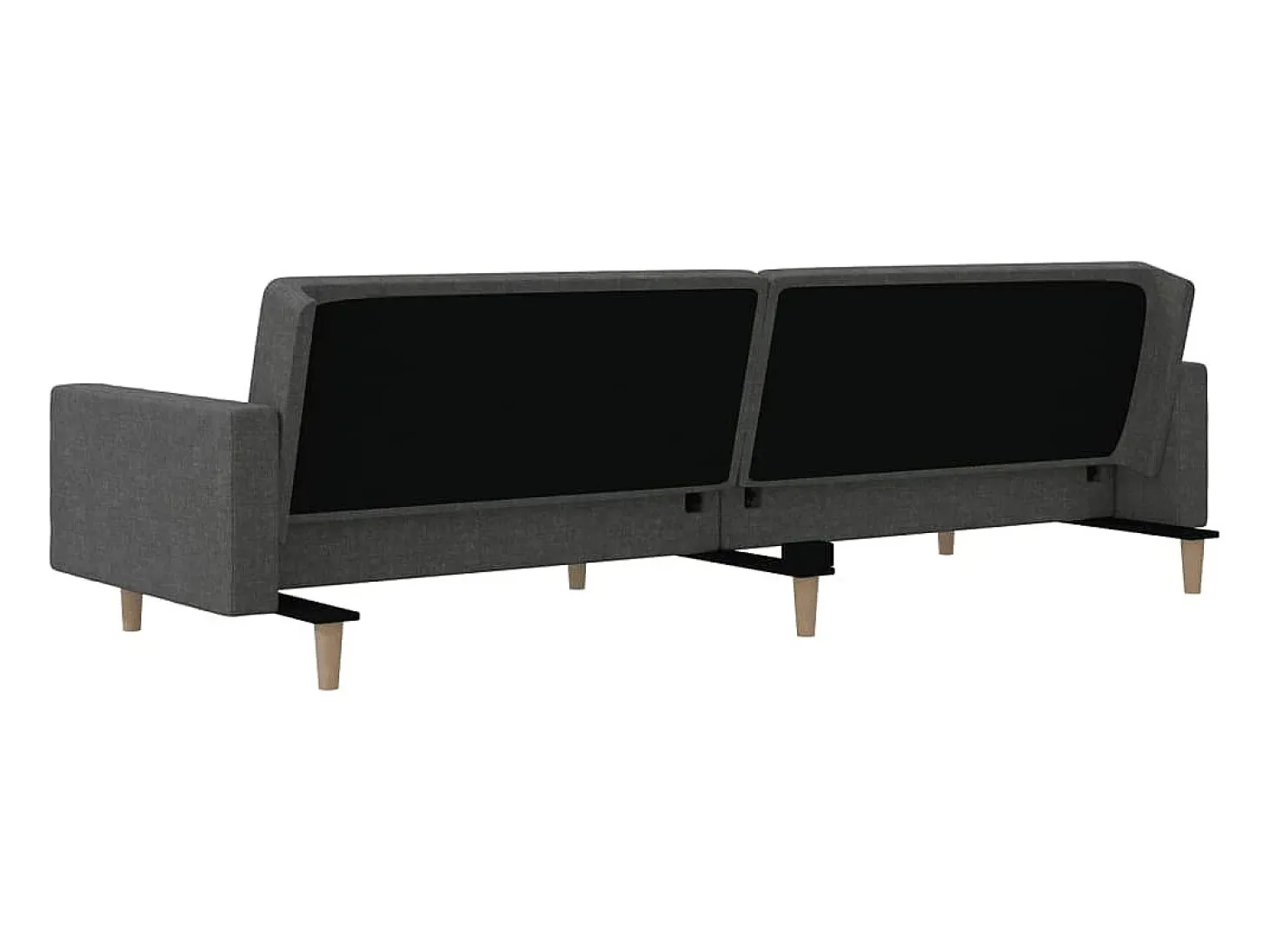 Sofá cama de 2 plazas con dos almohadas tela gris oscuro