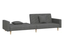 Sofá cama de 2 plazas con dos almohadas tela gris oscuro