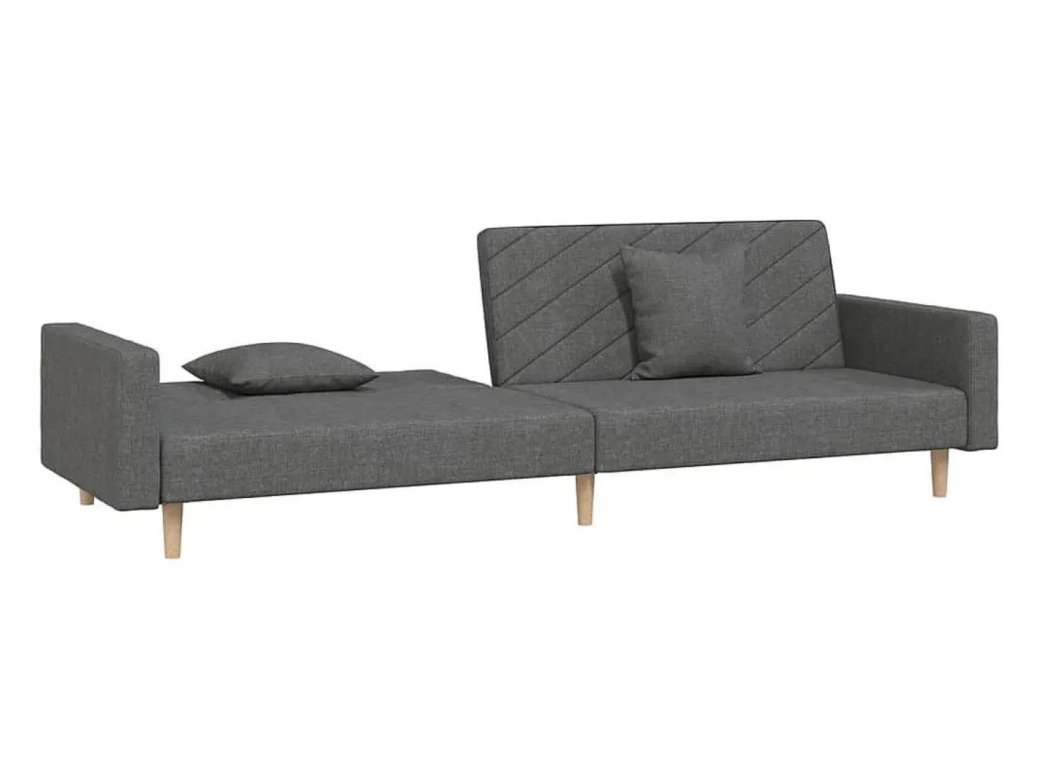 Sofá cama de 2 plazas con dos almohadas tela gris oscuro