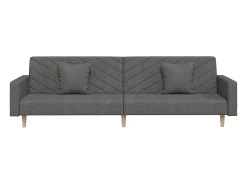 Sofá cama de 2 plazas con dos almohadas tela gris oscuro