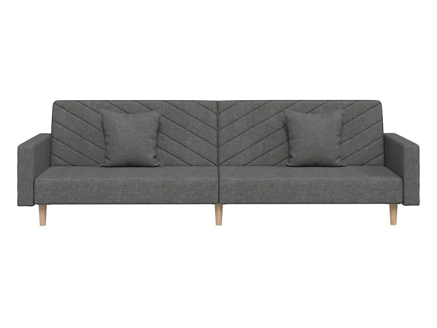 Sofá cama de 2 plazas con dos almohadas tela gris oscuro