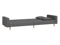 Sofá cama de 2 plazas con dos almohadas tela gris oscuro