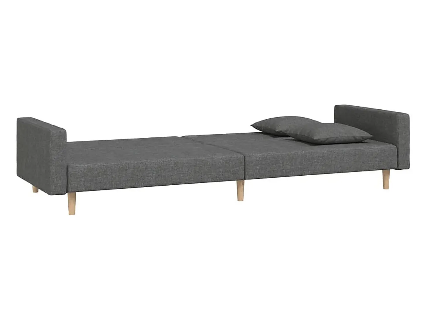 Sofá cama de 2 plazas con dos almohadas tela gris oscuro