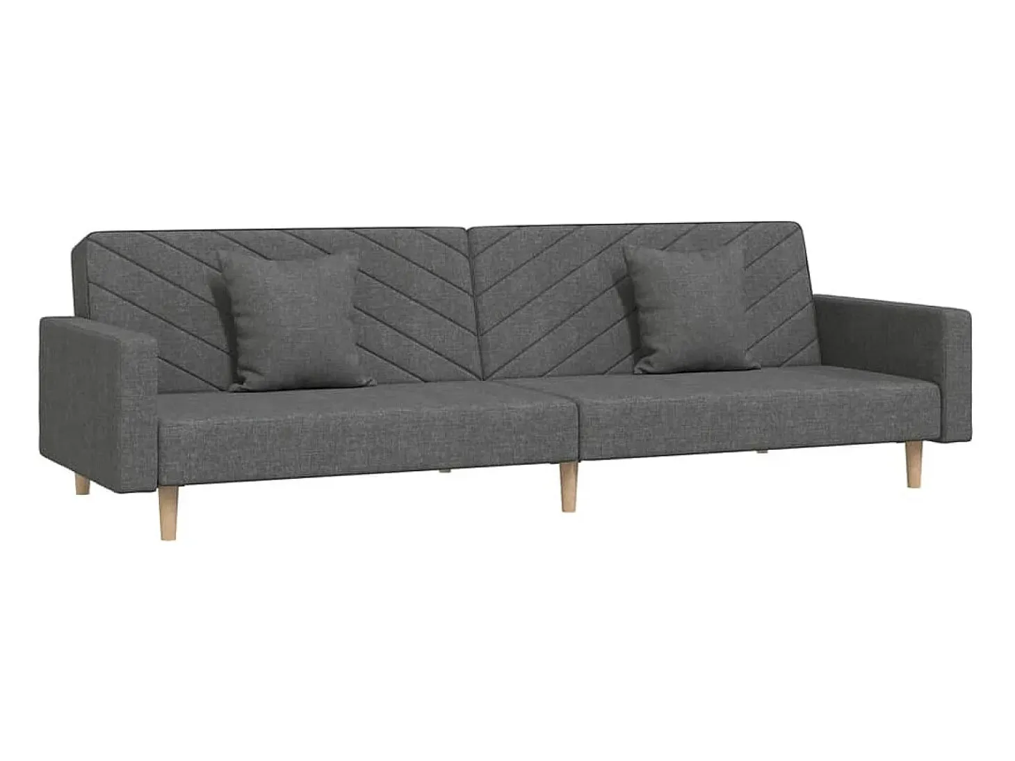 Sofá cama de 2 plazas con dos almohadas tela gris oscuro
