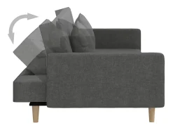 Sofá cama de 2 plazas con dos almohadas tela gris oscuro