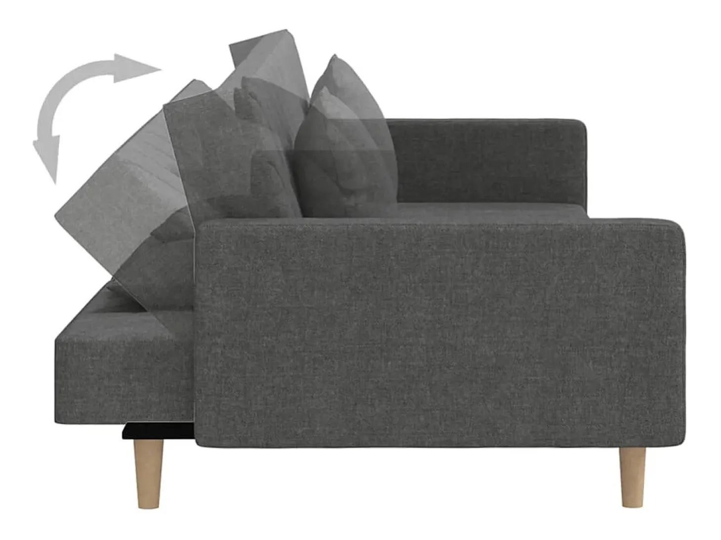 Sofá cama de 2 plazas con dos almohadas tela gris oscuro