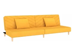 Sofá cama de 2 plazas con dos almohadas tela color amarillo