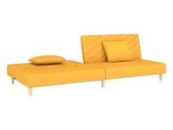 Sofá cama de 2 plazas con dos almohadas tela color amarillo