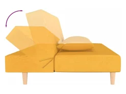 Sofá cama de 2 plazas con dos almohadas tela color amarillo