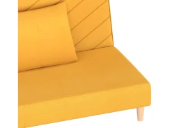 Sofá cama de 2 plazas con dos almohadas tela color amarillo