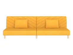 Sofá cama de 2 plazas con dos almohadas tela color amarillo
