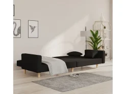 Sofá cama de 2 plazas con dos almohadas tela negro