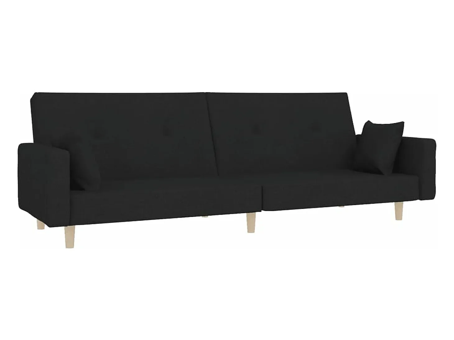 Sofá cama de 2 plazas con dos almohadas tela negro