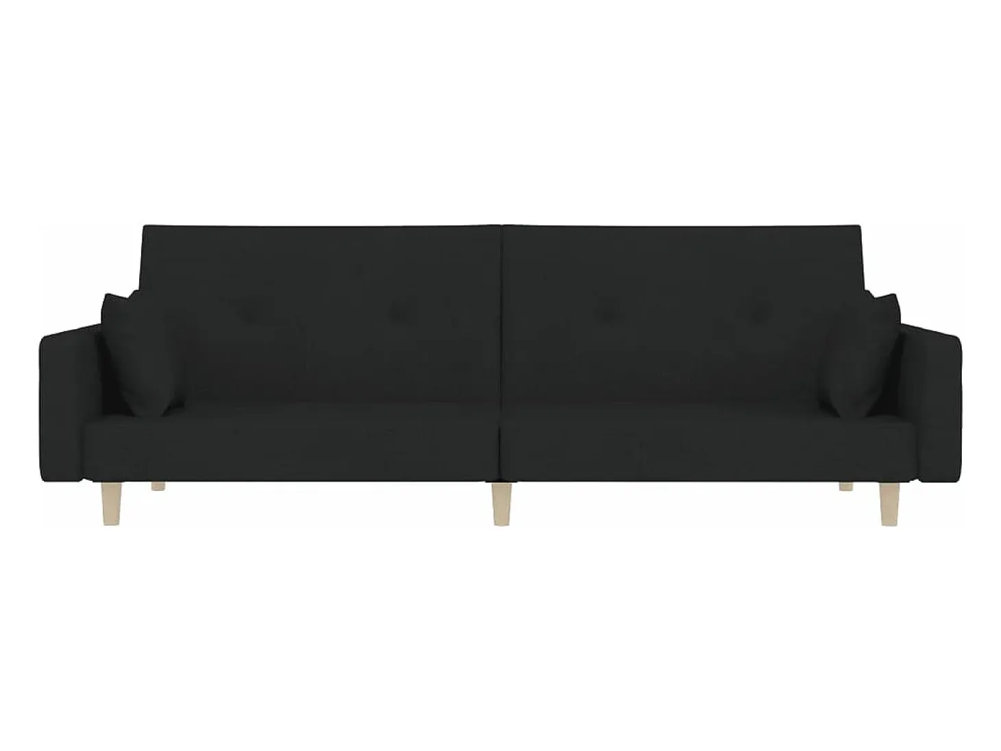 Sofá cama de 2 plazas con dos almohadas tela negro