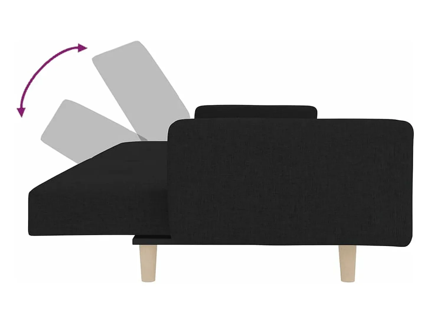 Sofá cama de 2 plazas con dos almohadas tela negro