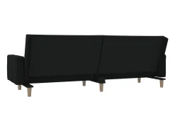 Sofá cama de 2 plazas con dos almohadas tela negro