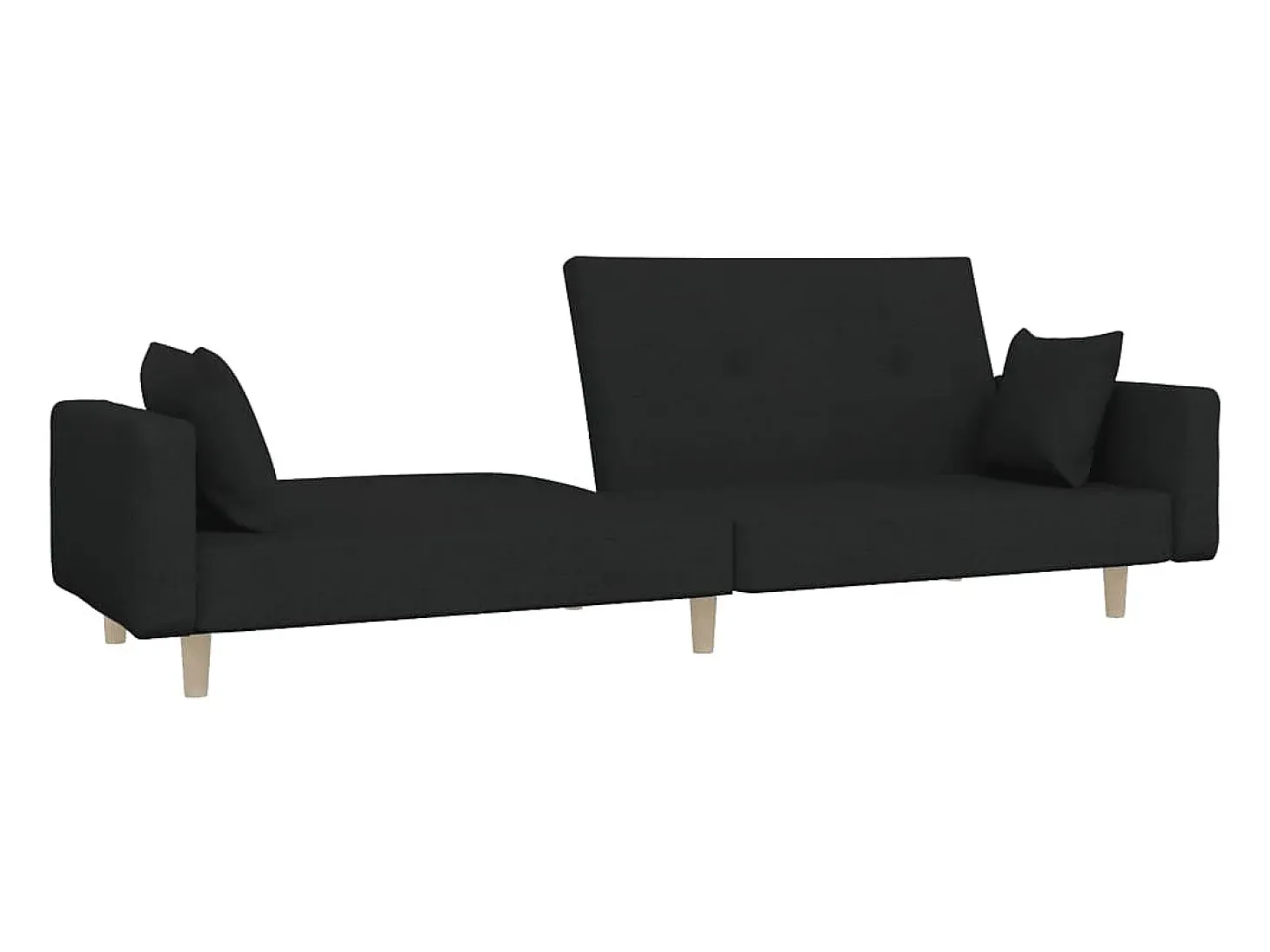 Sofá cama de 2 plazas con dos almohadas tela negro