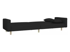 Sofá cama de 2 plazas con dos almohadas tela negro
