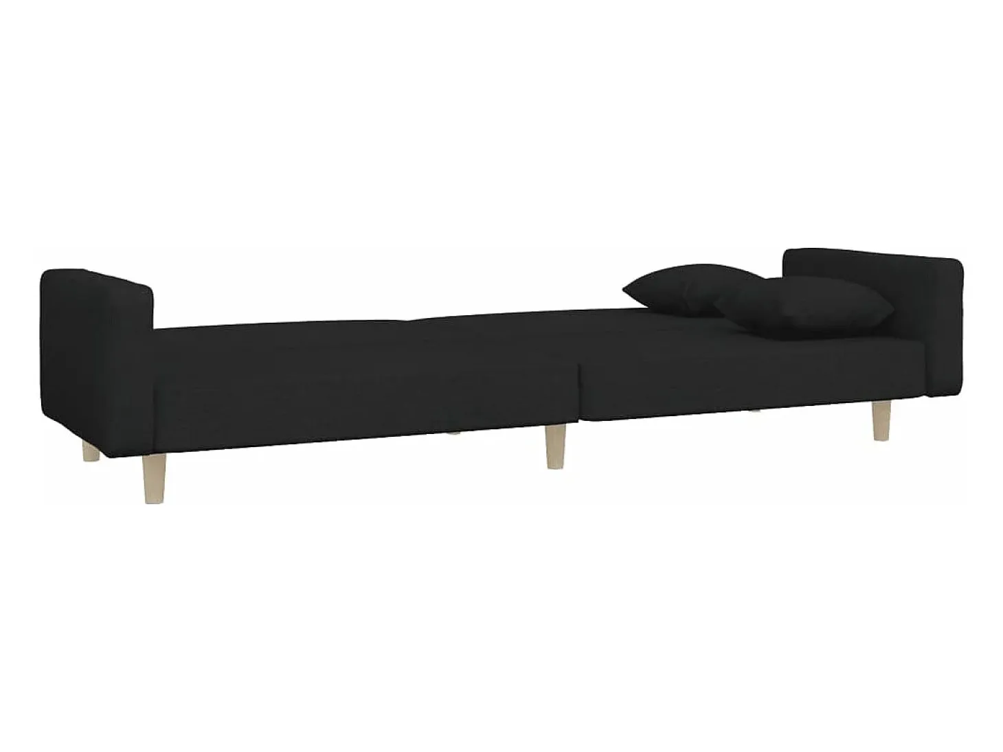 Sofá cama de 2 plazas con dos almohadas tela negro