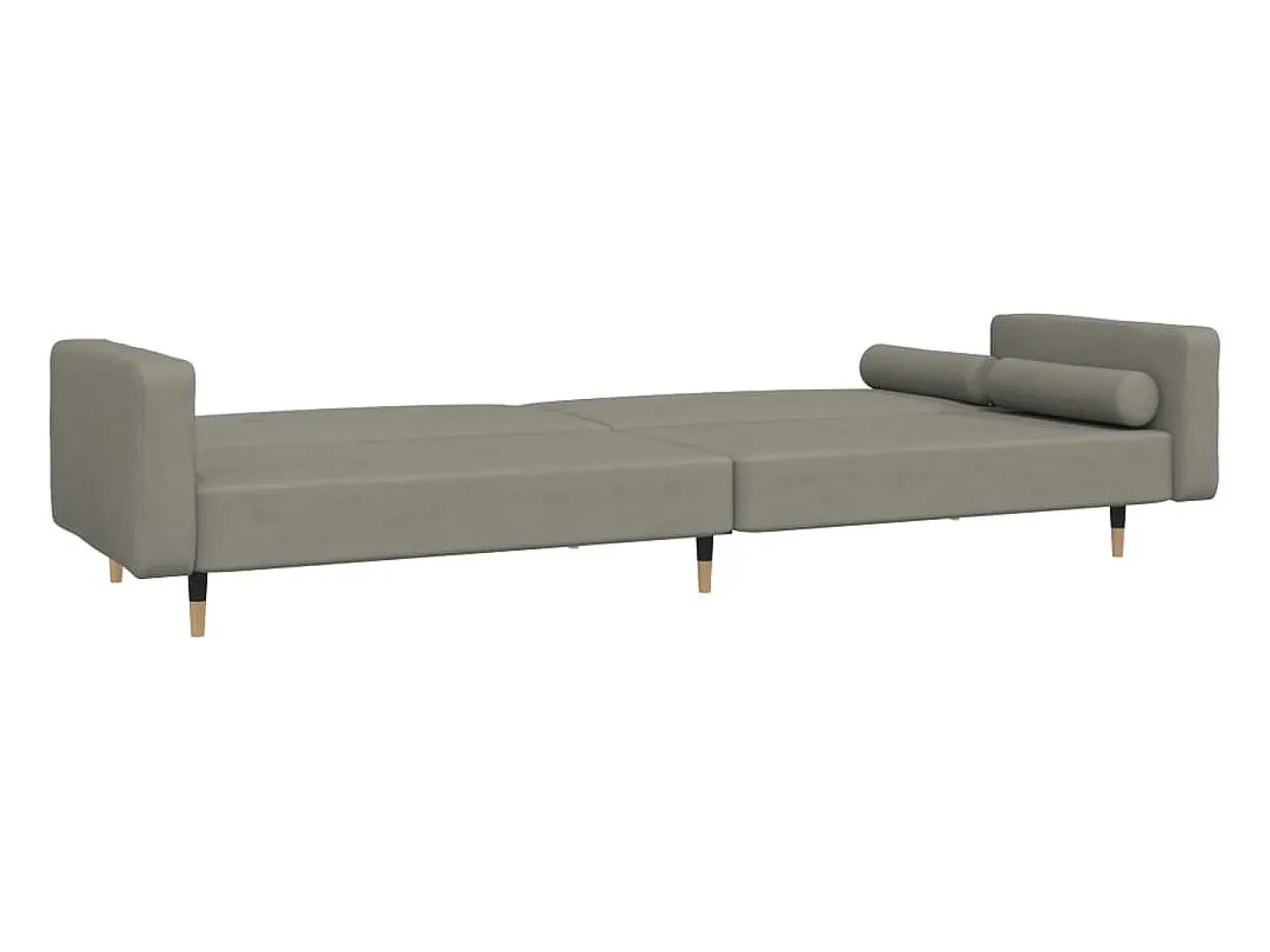 Sofá cama de 2 plazas con dos almohadas terciopelo gris claro