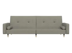 Sofá cama de 2 plazas con dos almohadas terciopelo gris claro