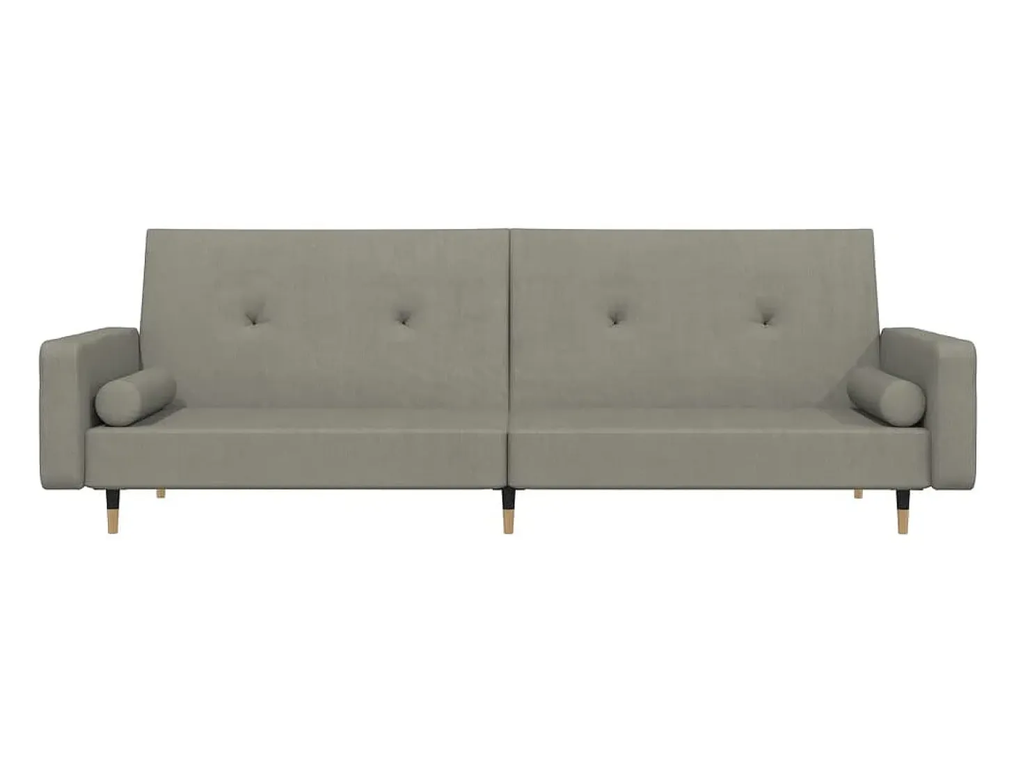 Sofá cama de 2 plazas con dos almohadas terciopelo gris claro