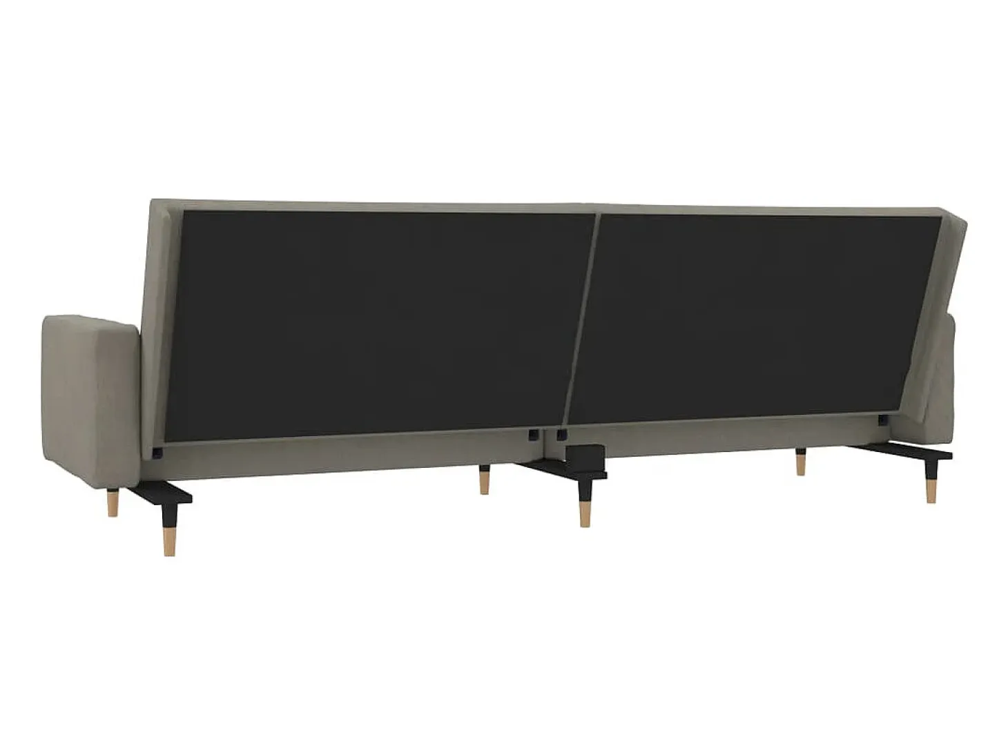 Sofá cama de 2 plazas con dos almohadas terciopelo gris claro