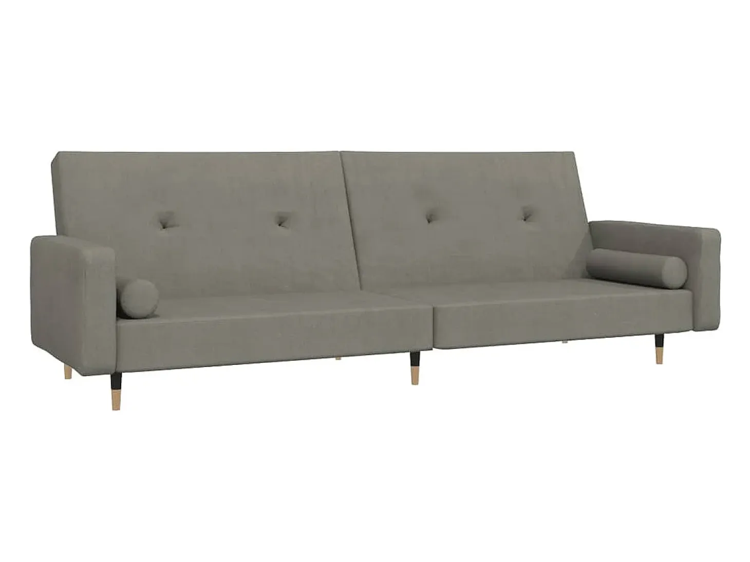 Sofá cama de 2 plazas con dos almohadas terciopelo gris claro