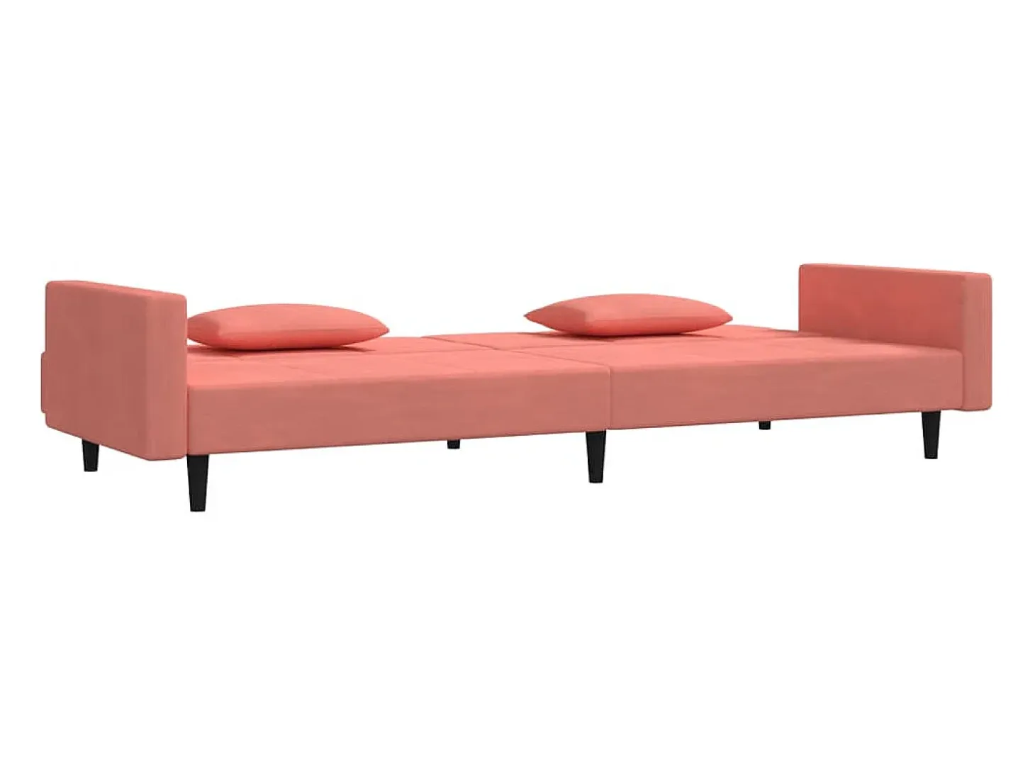 Sofá cama de 2 plazas con dos almohadas terciopelo rosa