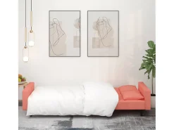 Sofá cama de 2 plazas con dos almohadas terciopelo rosa