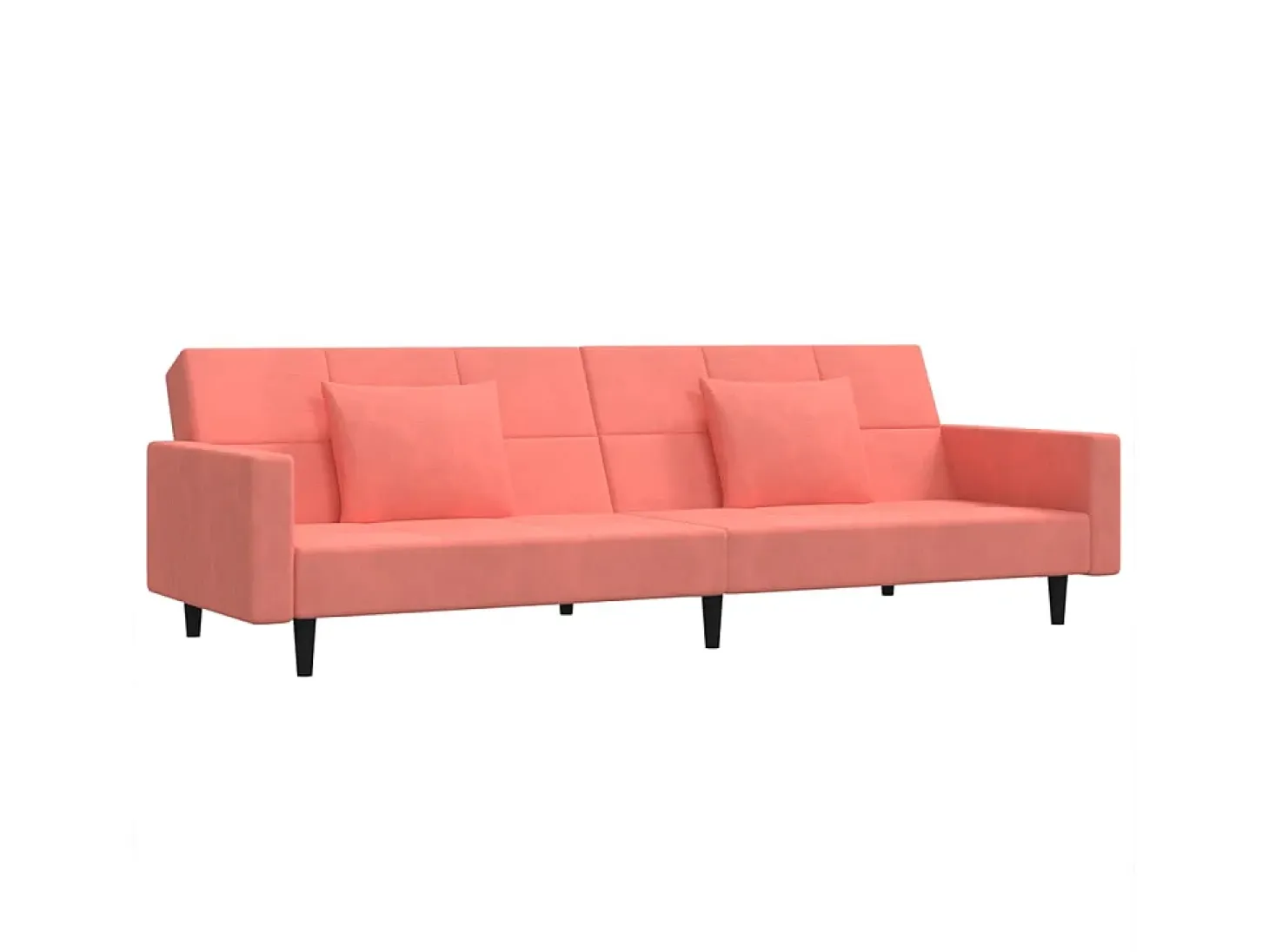 Sofá cama de 2 plazas con dos almohadas terciopelo rosa